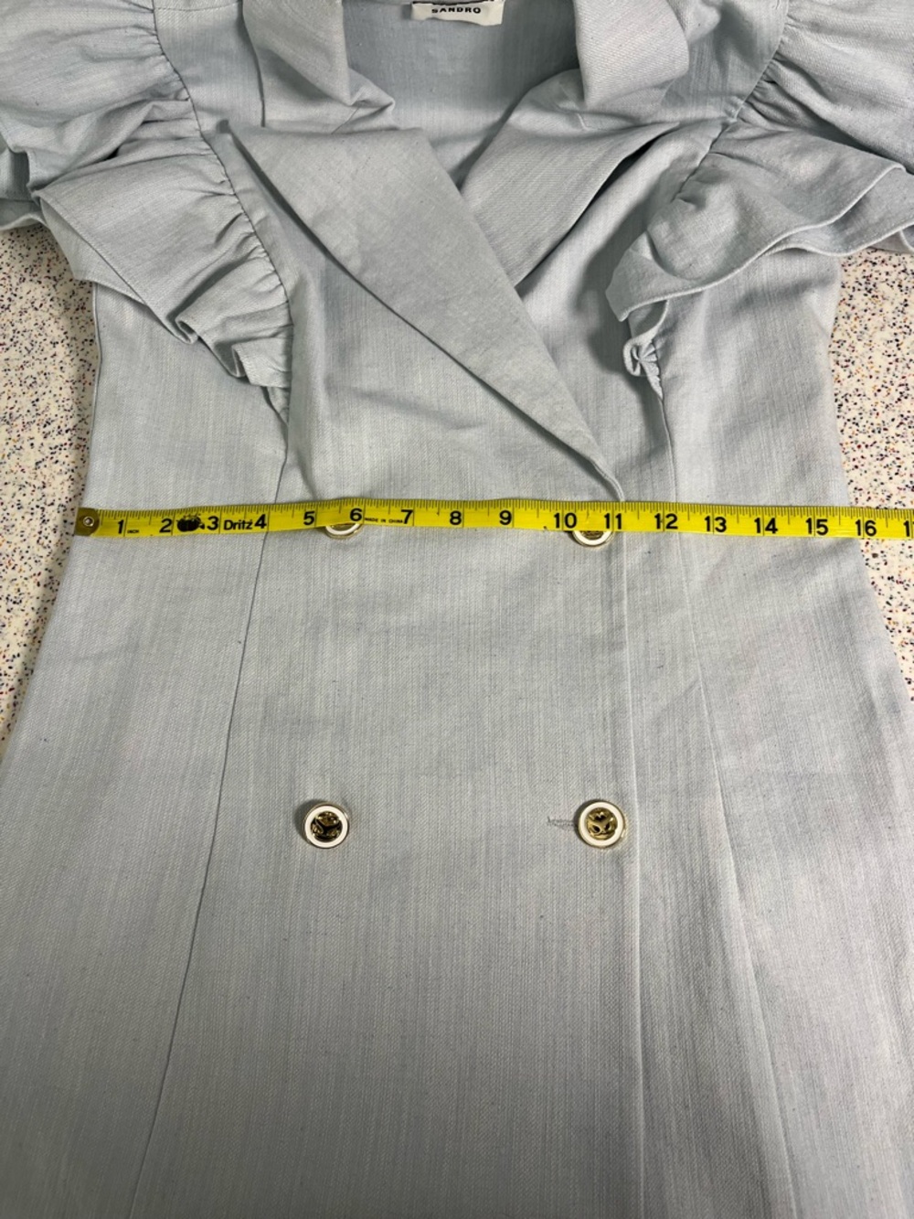 Sandro Angelina Ruffle Denim Blazer Dress FR 38 Women’s Size 4 - Picture 8 of 9